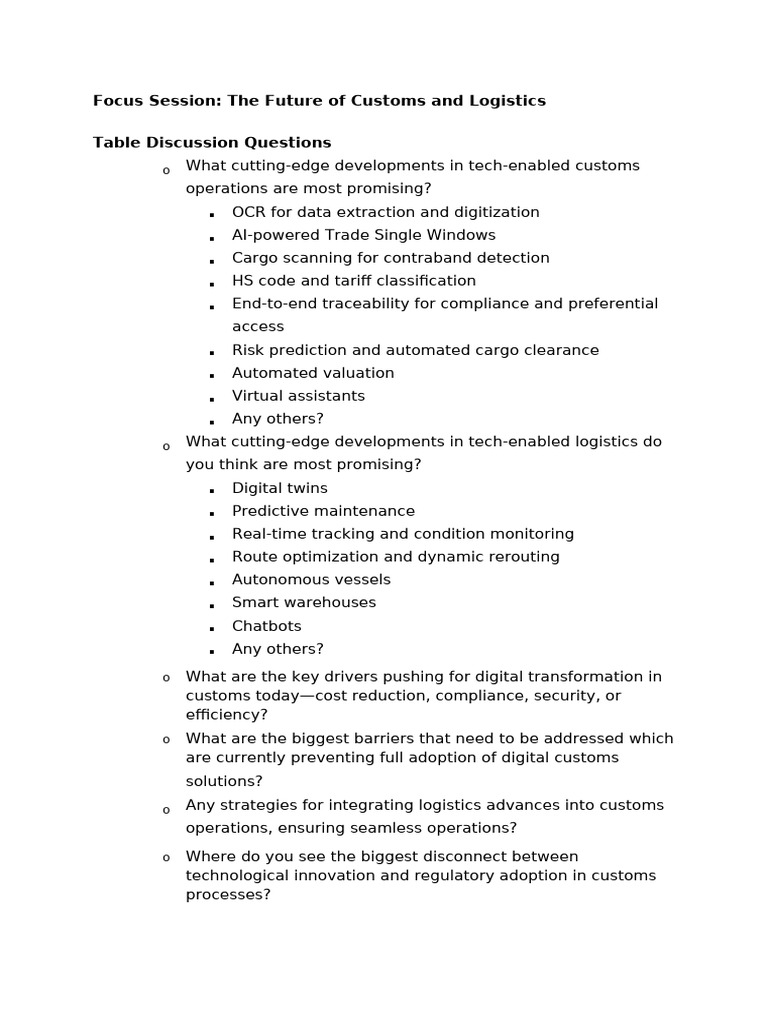 Table Discussion Questions | PDF