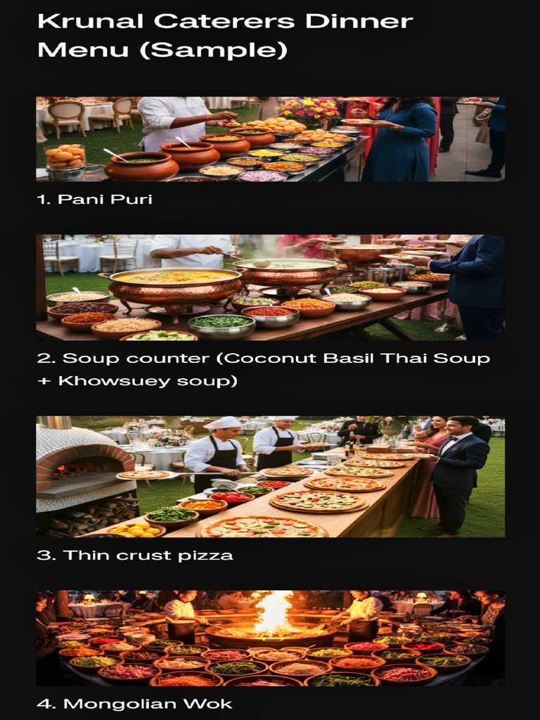 Krunal Caterers Dinner Menu (Sample) | PDF