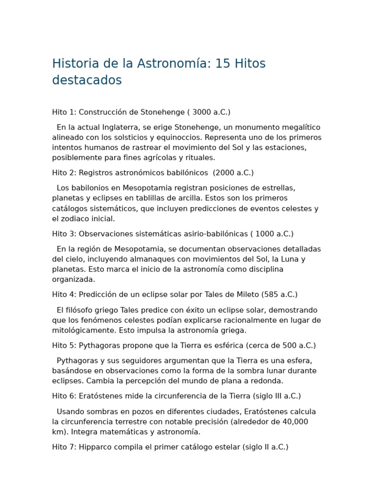 Actividad 1 Historia de La Astronomía | PDF