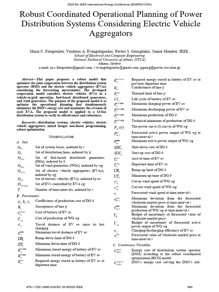 RobustCoordinated Operational Planning of Power | PDF | Electric ...