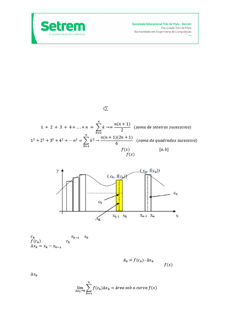 Aula 5. Integral para o Calculo de Areas. | PDF | Integrante | Cálculo