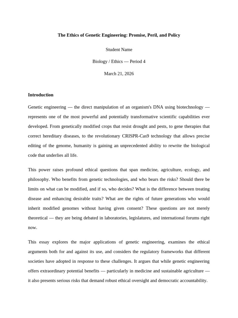 Paper4 Genetic Engineering Ethics | PDF | Genetic Engineering ...