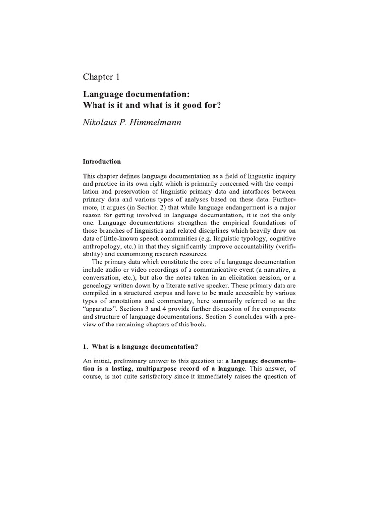 Language Documentation - What Is It - HIMMELMANN | PDF
