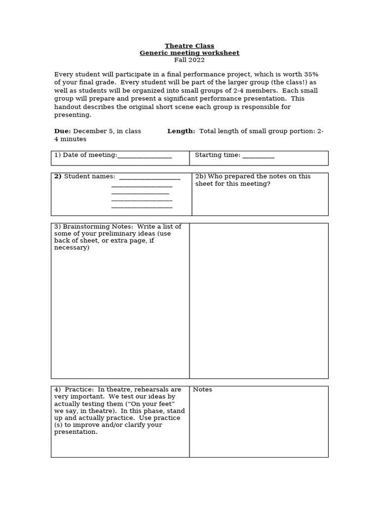 TH 104 Fall 22 Meeting Worksheet | PDF