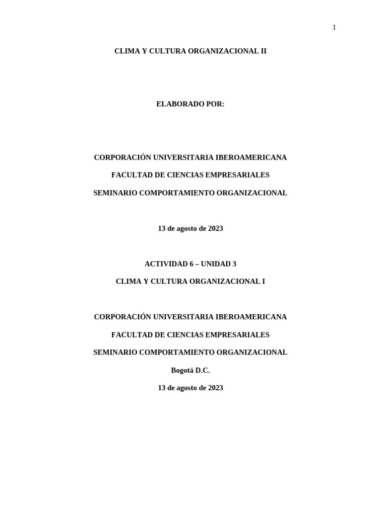 Act. 7-Clima y Cultura Organiz - Ii-2 | PDF | Cultura organizacional ...