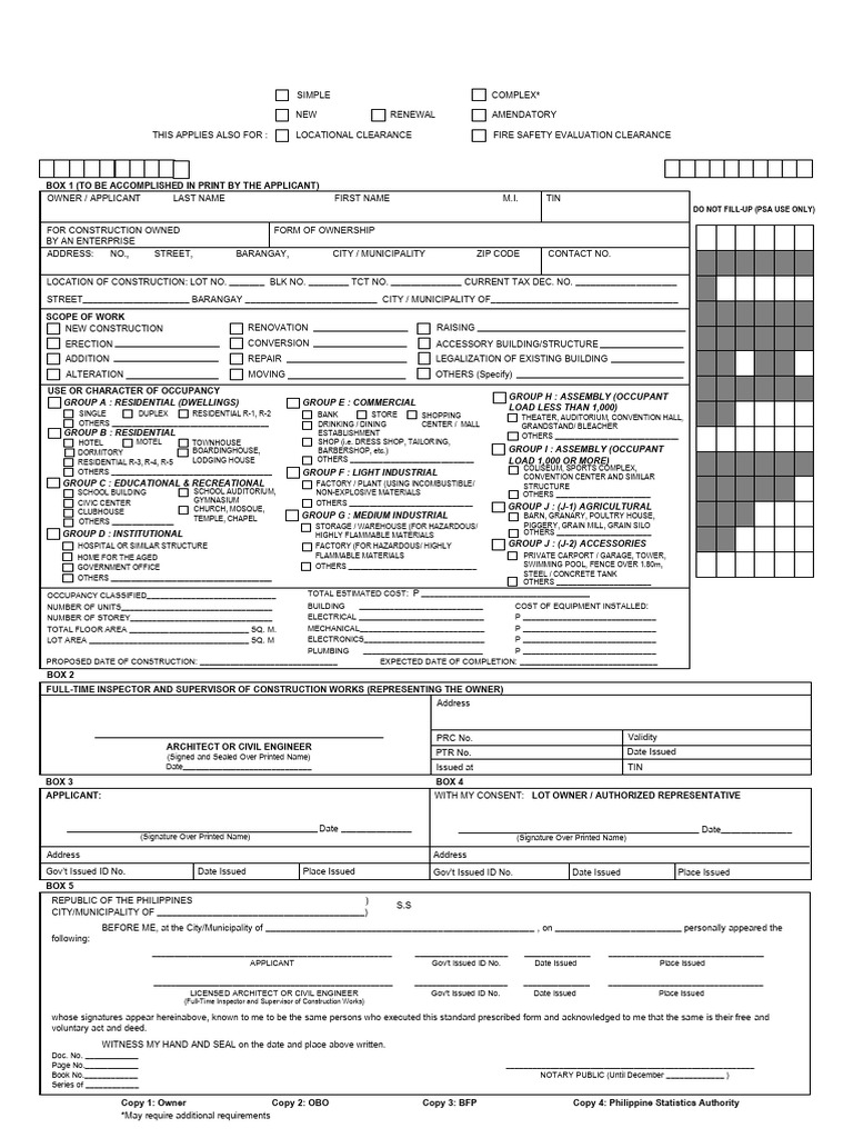 Unified Application Form For Building Permit | PDF | Building