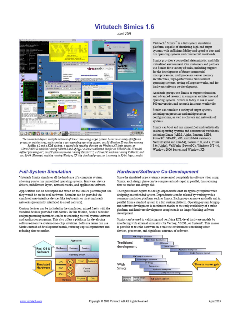 Simics Datasheet | PDF | Simulation | Central Processing Unit