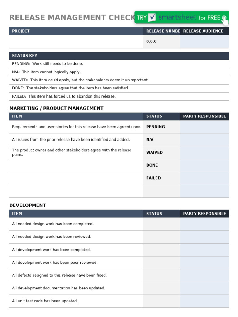 IC Release Management Checklist 9281 | PDF | Software Testing | Computing