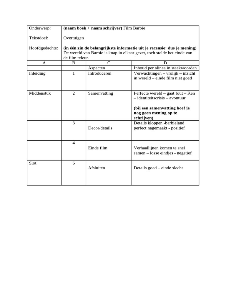 Barbie Bouwplan Recensie INGEVULD | PDF