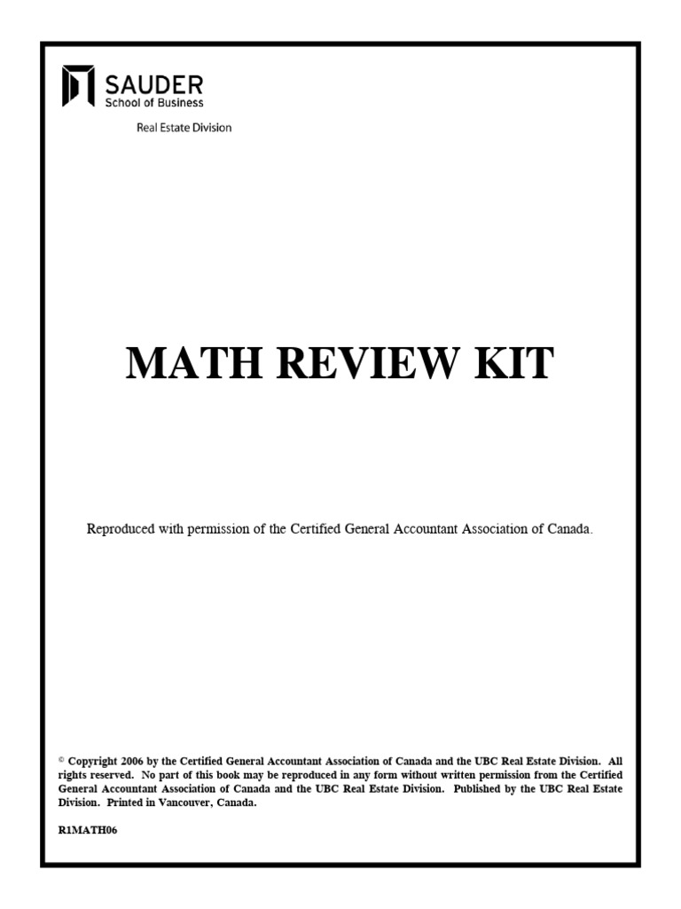 Math Review Kit | PDF | Numbers | Algebra