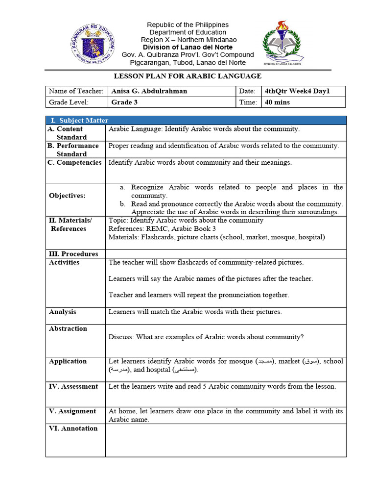 AL3 LessonPlan Quarter4 Week4 Day1 Version1 | PDF | Cognition | Learning