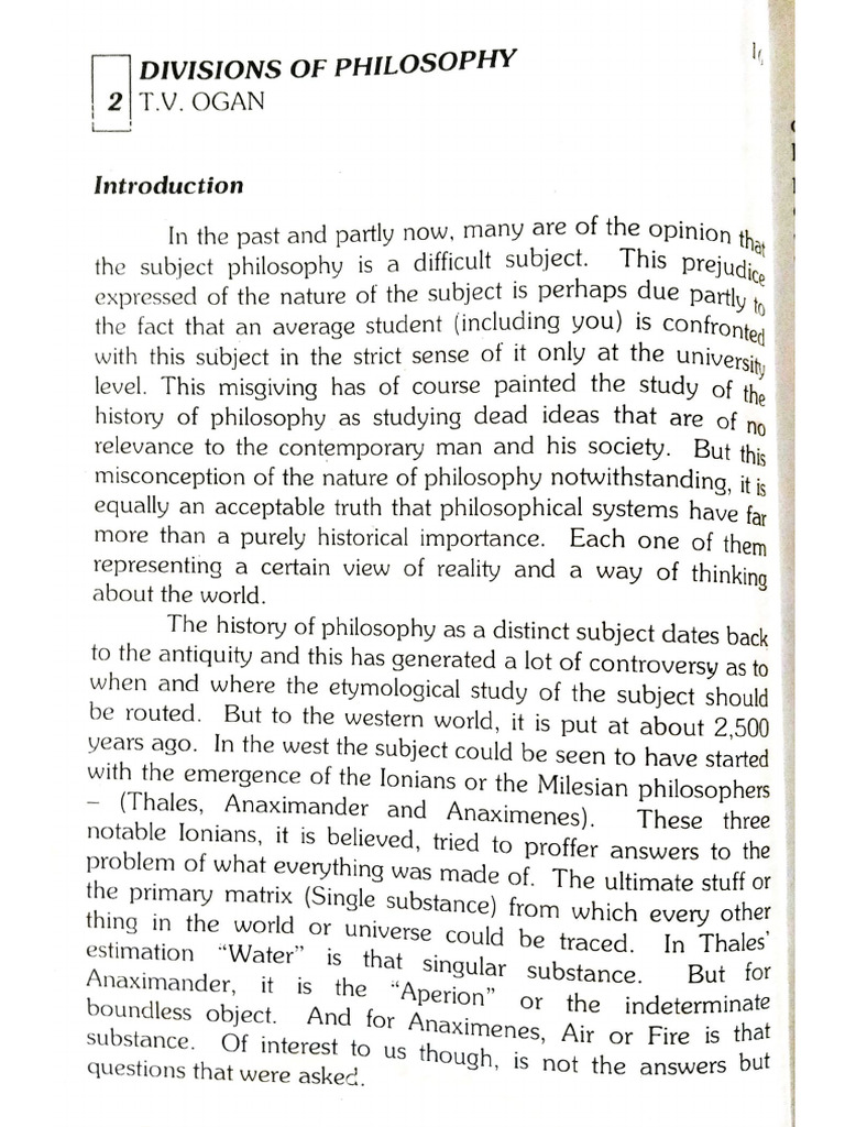 Divisions of Philosophy | PDF