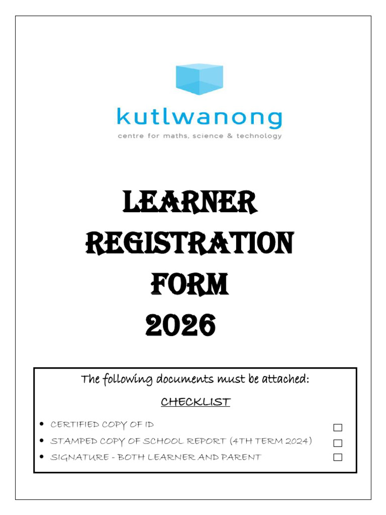 Learner Registration Form 2026 | PDF | Parent