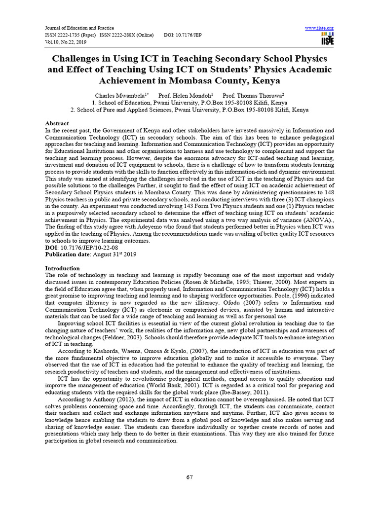 Challenges in Using ICT in Teaching Seco | PDF | Educational Technology ...