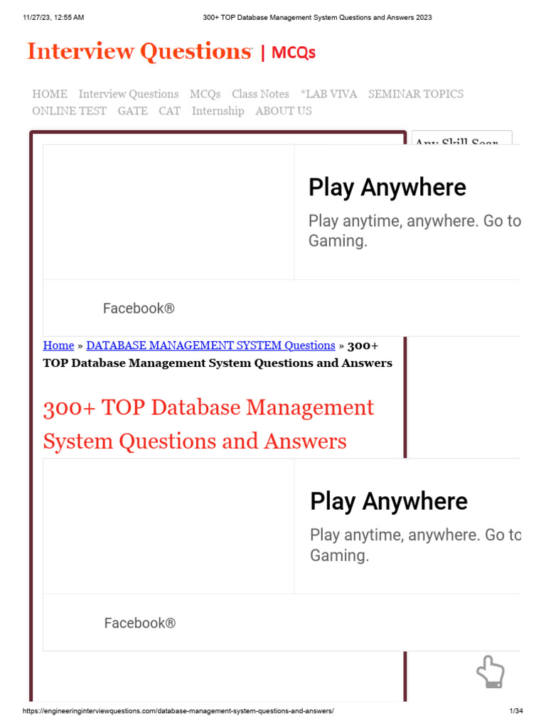 300+ TOP Database Management System Questions and Answers 2023 | PDF ...