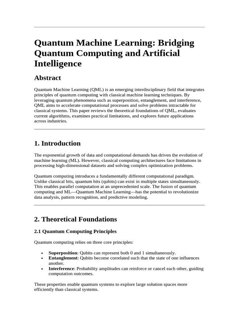 Quantum Machine Learning Bridging Quantum Computing and Artificial ...