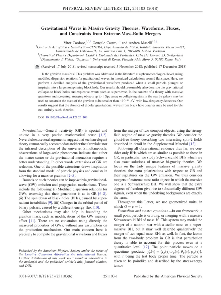 Gravitational Waves in Massive Gravity Theories | PDF | Gravity ...