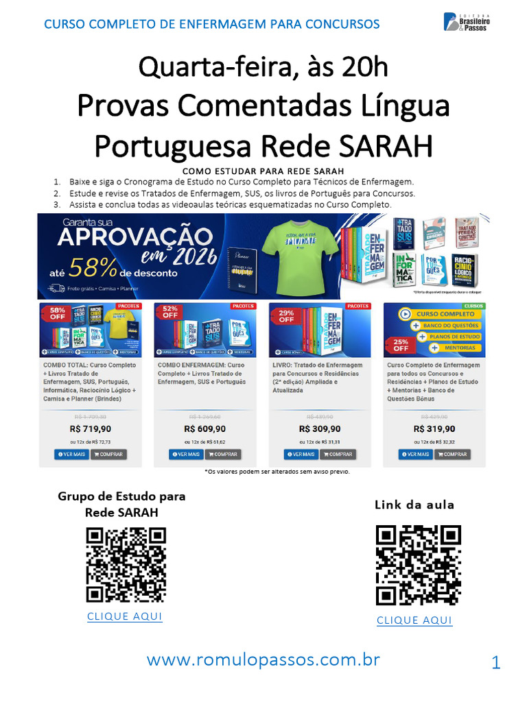 Provas Comentadas Língua Portuguesa Rede SARAH | PDF