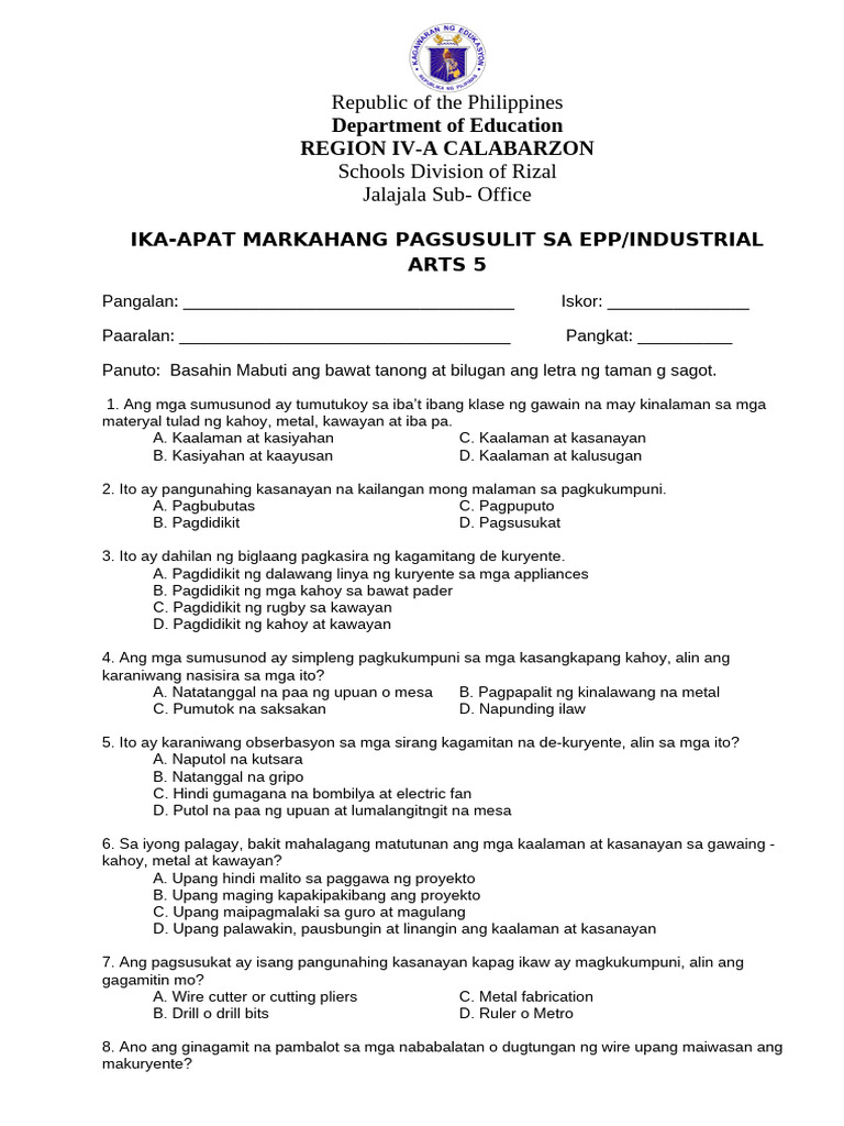 Q4 EPP - IA 5 Examination | PDF