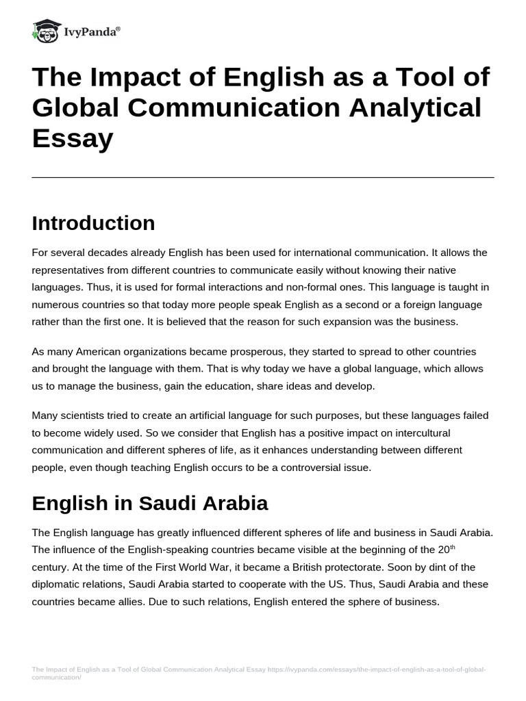 The Impact of English As A Tool of Global Communication | PDF | English ...