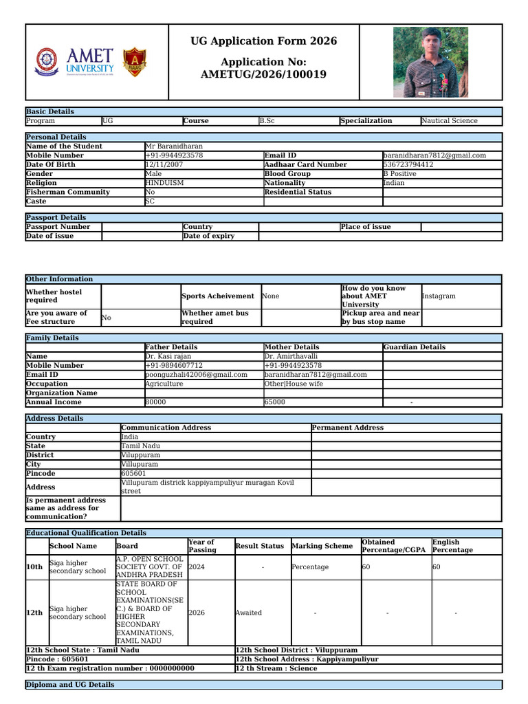 Application PDF AMETUG 2026 100019 | PDF | Educational Stages