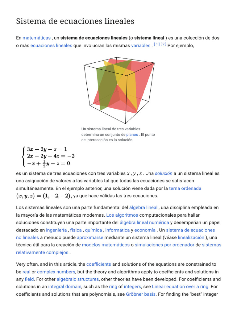 System of Linear Equations - Wikipedia | PDF | System Of Linear ...