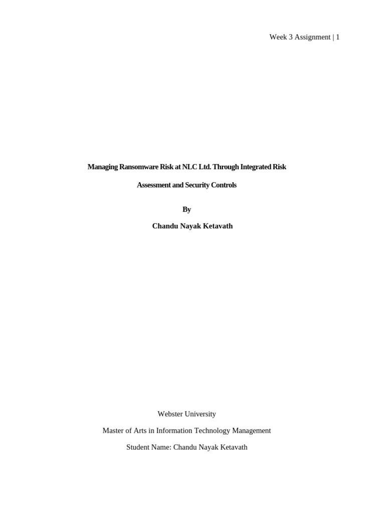 Managing Ransomware Risk at NLC Ltd. Through Integrated Risk Assessment ...