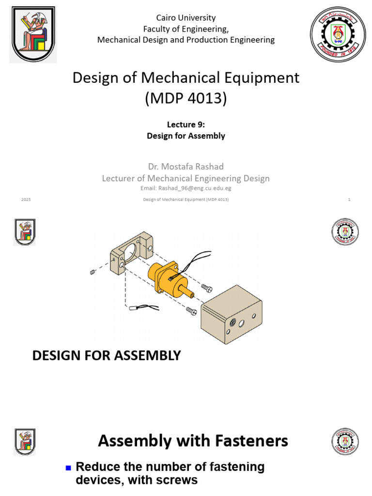 (Studied) - Design For Assembly | PDF | Screw | Machines