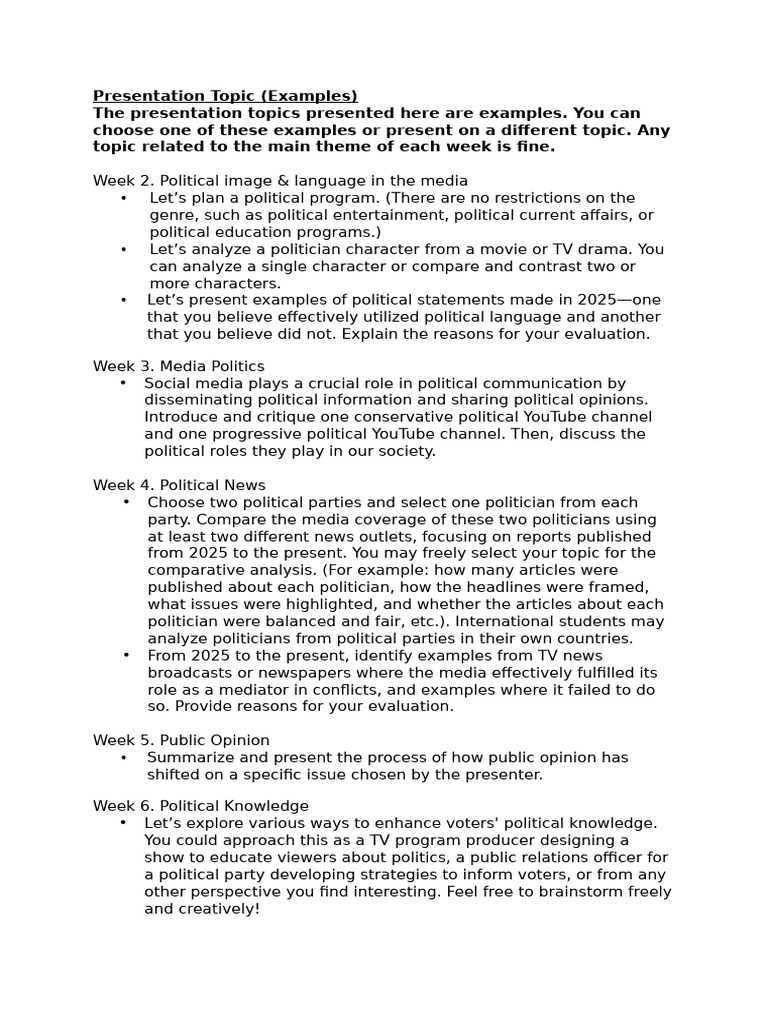 Presentation Topic 2 | PDF | Mass Media | Politician