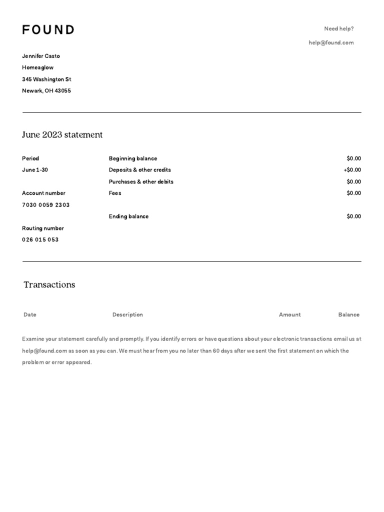 Found Bank Statement For Venmo | PDF