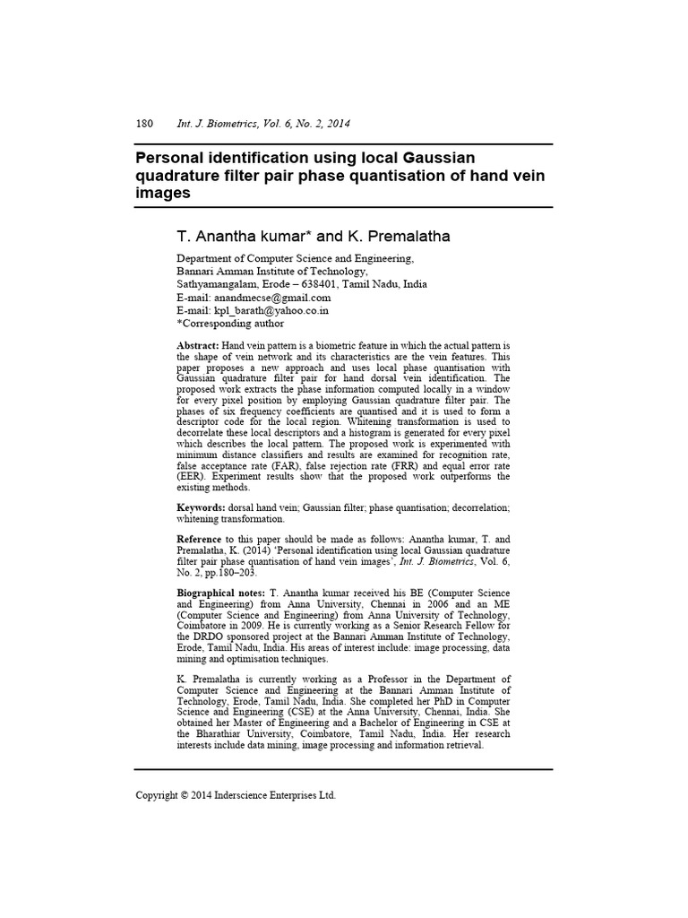 Personal Identification Using Local Gaussian Quadrature Filter Pair ...