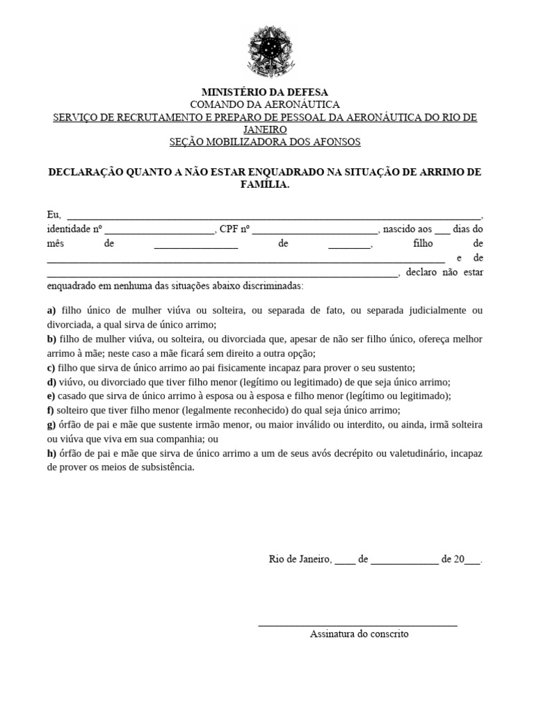 Declaração Arrimo de Familia | PDF