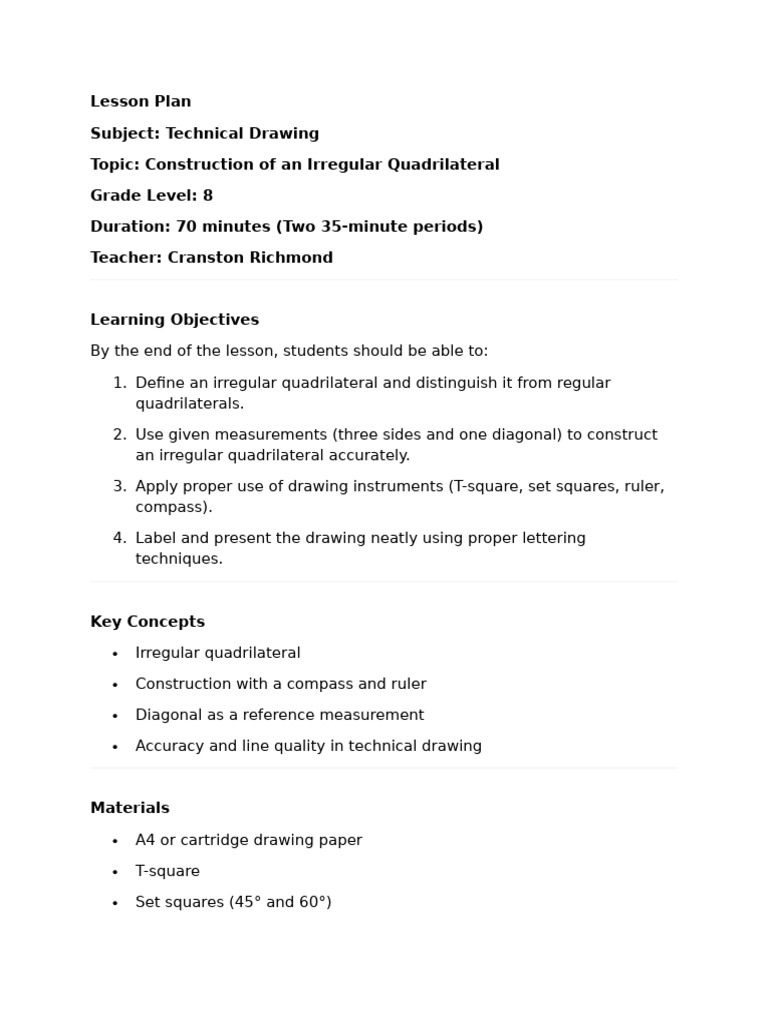Lesson Plan Week 12 | PDF | Drawing | Lesson Plan