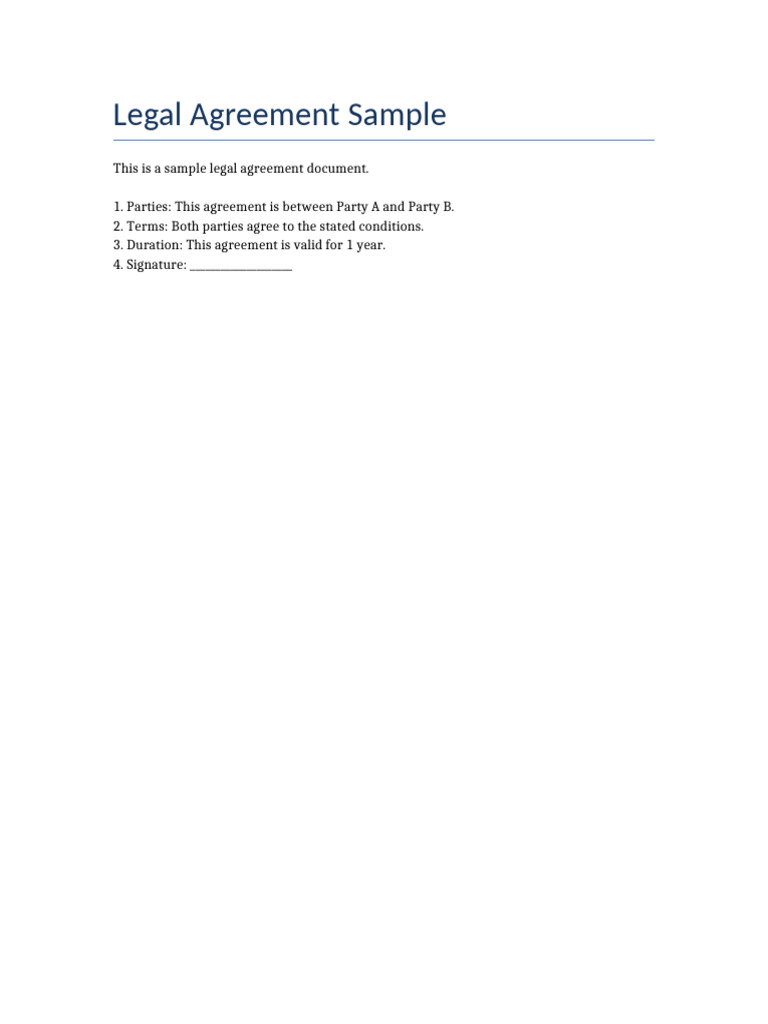 Legal Agreement Sample | PDF