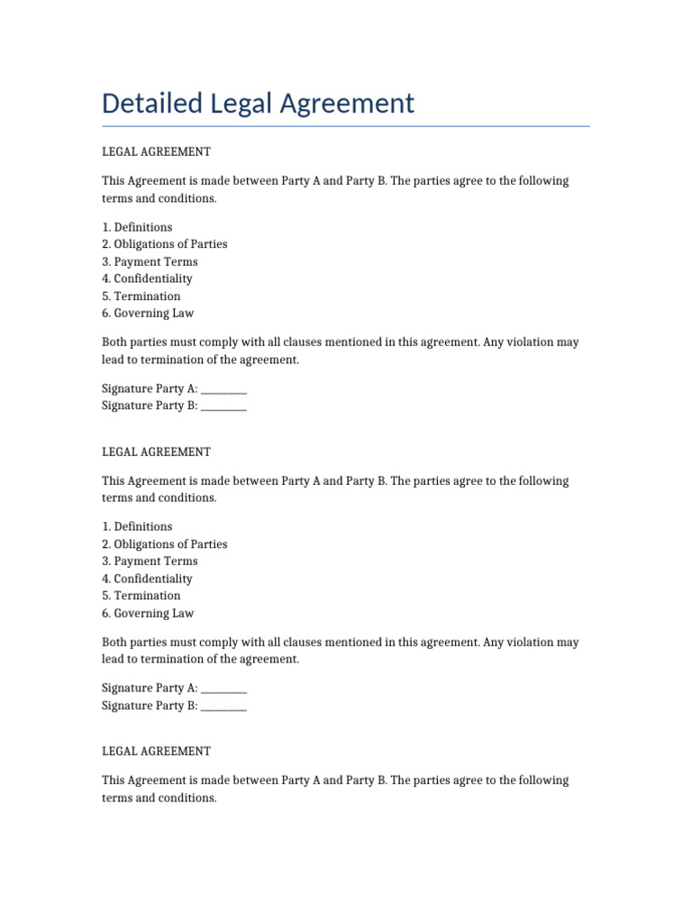Detailed Legal Agreement | PDF