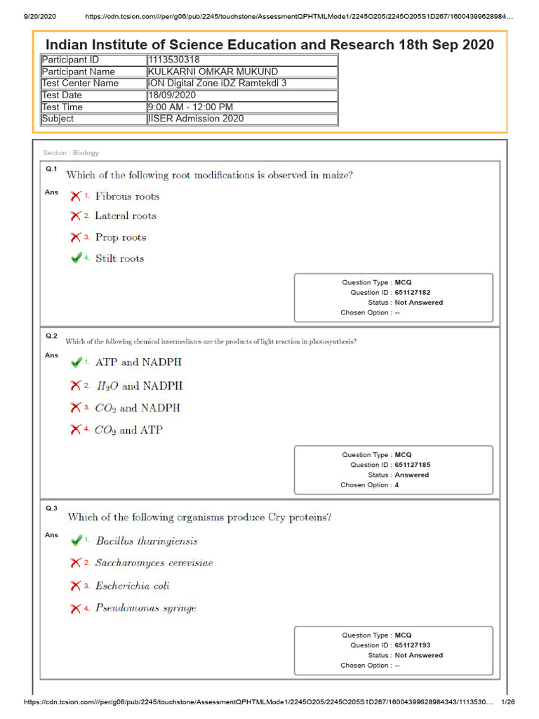 IAT 2020 PYQ & Answer Key | PDF | Standardized Tests | Chess Theory