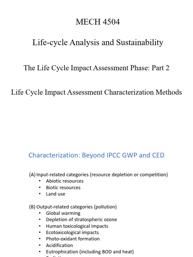 LA07 - Life Cylce Impact Assessment Characterization Models | PDF ...