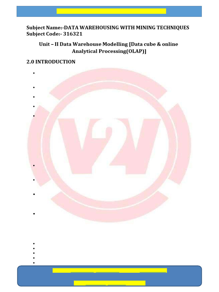 V2V DWM Unit 2 Notes | PDF