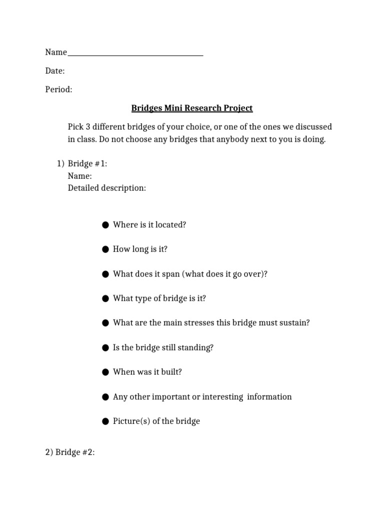 Bridge Mini Research Project 2023 | PDF
