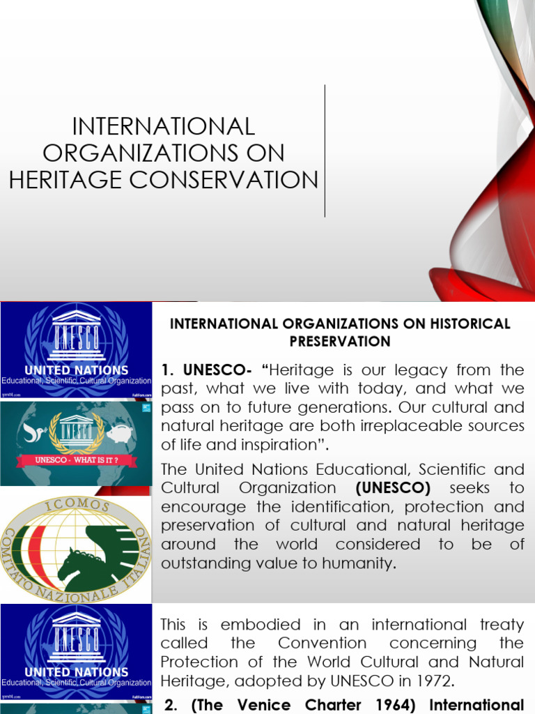 Lesson 10 - International Organization On Heritage Conservation | PDF ...