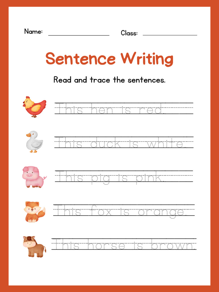 Read and Trace Sentence Writing Worksheet | PDF