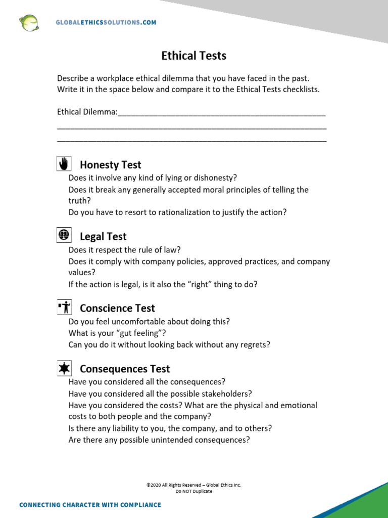 Ethical Tests Handout | PDF