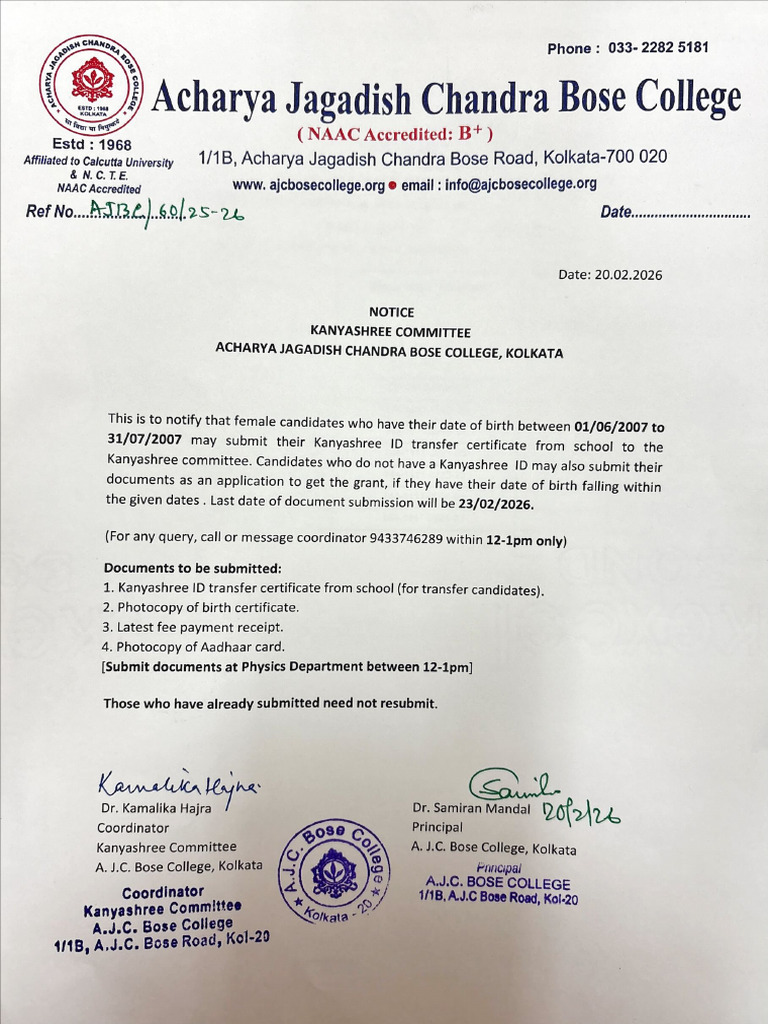 Kanyashree Notice | PDF