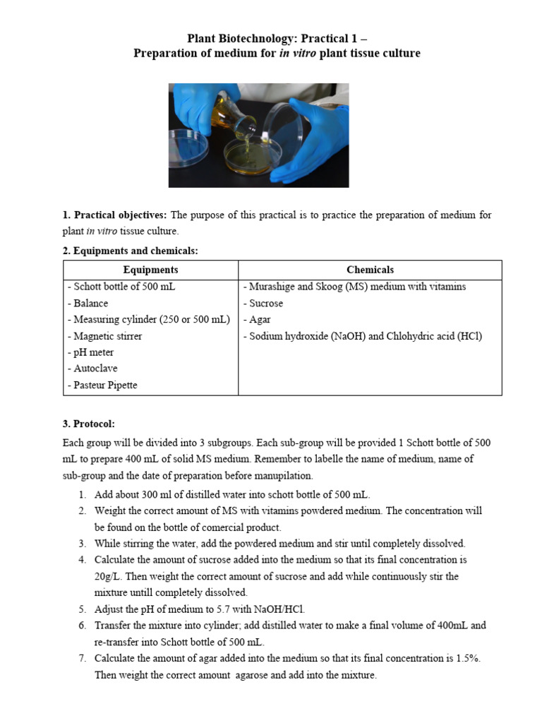 Practical 1 - Preparation of Medium | PDF