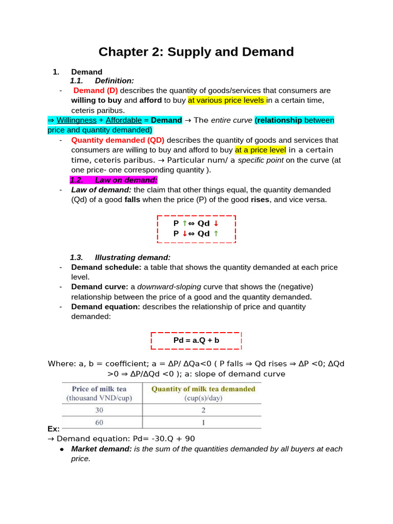 Chapter 2 - Supply and Demand | PDF | Demand | Supply (Economics)