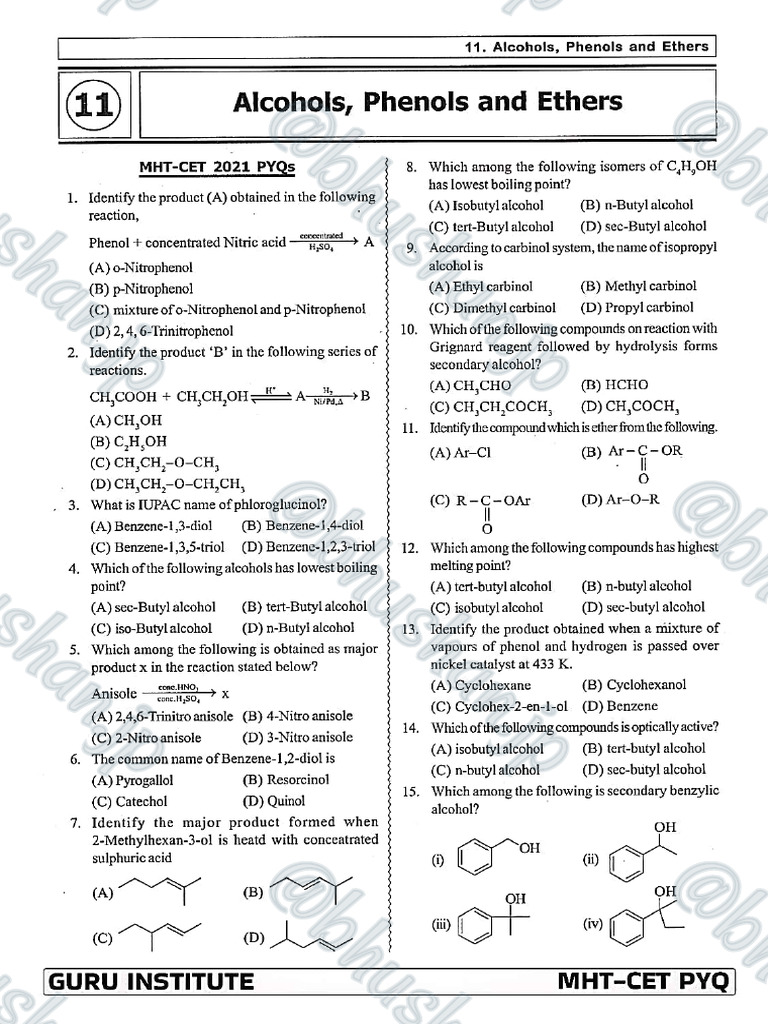 Alcohol Phenol Ether #BJP | PDF