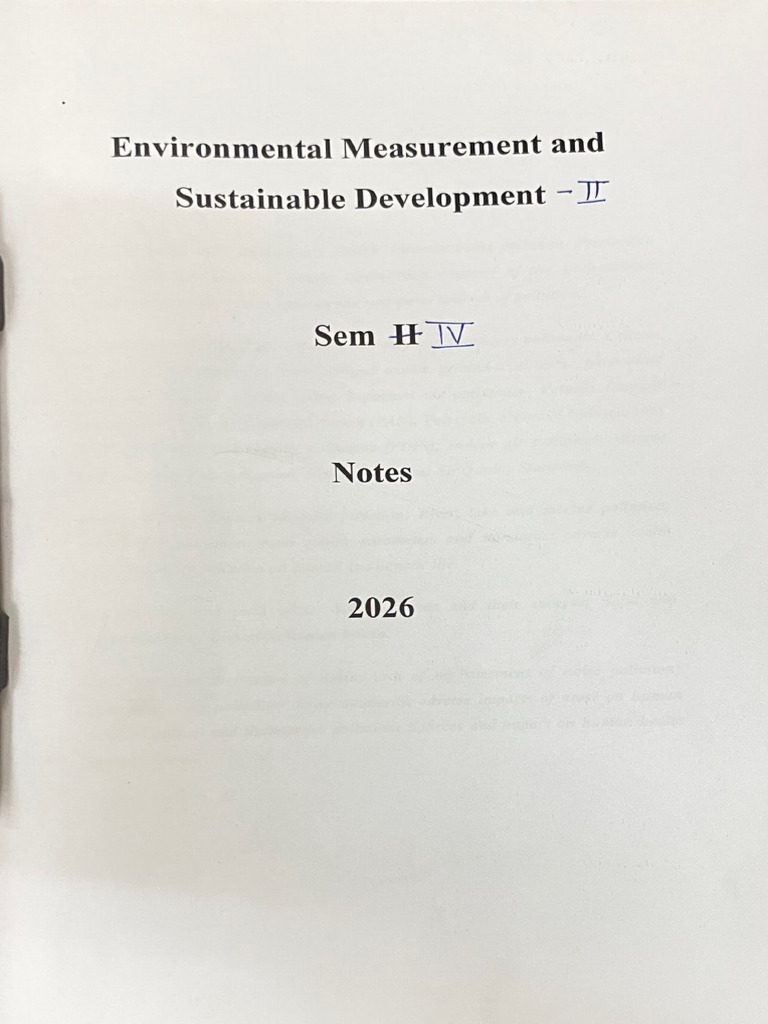 Environmental Measurement and Sustainable Development - II Sem 4 Notes ...