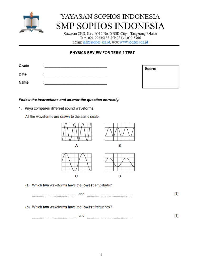 G8 Physics Review For Term 2 Test 2025 - 2026 (Question) | PDF ...
