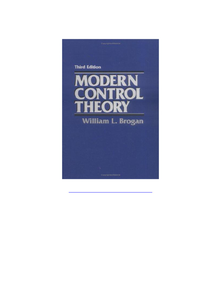 Modern Control Theory 3rd Edition by William L Brogan - 5 Star Review | PDF