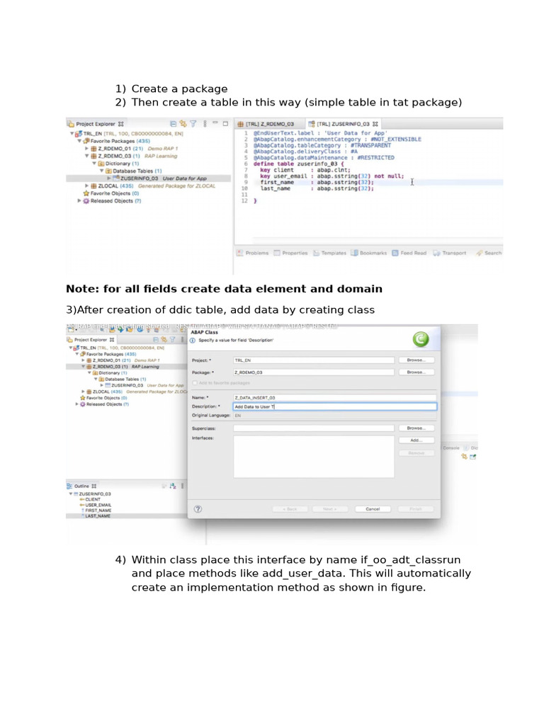 Create A Ddic Table and Insert Data | PDF